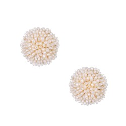 Σκουλαρίκια με λευκά μαργαριτάρια και βάση από ατσάλι με κλιπ - S126806